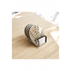 Ahşap Meşe Palamudu görselli Bardak Altlığı Seti (4' lü set)